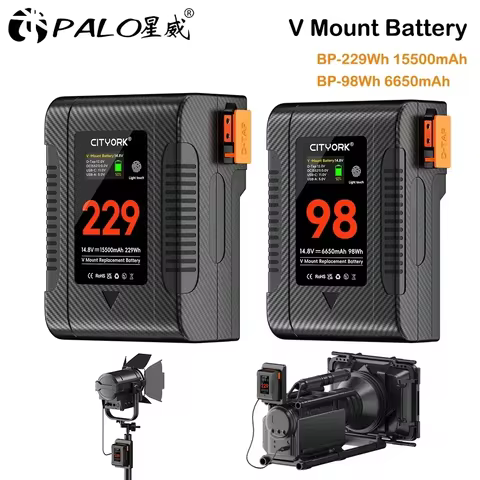 V Mount Battery for Canon R5C Camera BMPCC 6K Pro Camcorder Video Lights Monitors USB-C PD65W OLED B