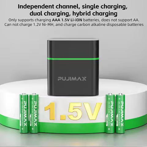 PUJIMAX 12/8/4-slot AAA Battery Charger for 1.5V Li-ion Rechargeable Battery Comprehensive Intellige