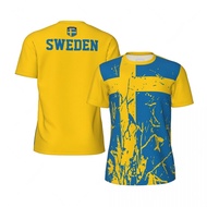 Fashion Sweden Flag Football T Shirt Casual Summer Short Sleeve Mens 3D Printed Sports T-shirt Loose