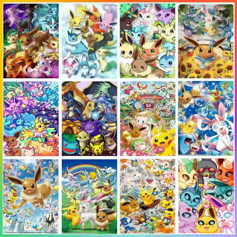 Japanese Anime Cartoon Pokemon Square Embroidery Printed Cross Mosaic Stitch Art Diamond Painting 5d