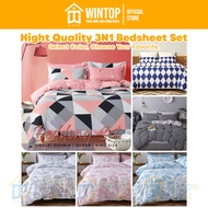 Wintop 3IN1 Bedsheet Set Pink Geometric Bedsheets Single Bed Sheet Double Size Bedsheet Queen Pillow