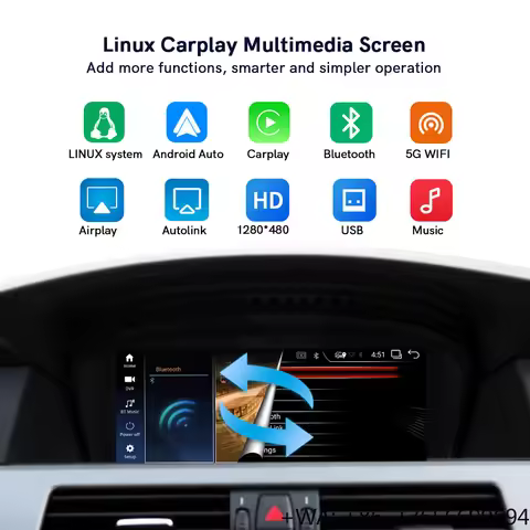 US Stock | 8.8" Linux Wireless CarPlay Screen for BMW 5 Series E60 E61 / 3 Series E90 E91 E92 CCC Pl