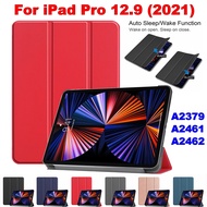 [Ready Stock] Tablet Protection Case Tri-fold Solid Color Flip Leather Cover For Apple iPad Pro 12.9 2021 12.9-inch 5th generation A2379 A2461 A2462