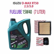 ISUZU D-MAX RT50 2.5 / 3.0  OIL FILTER + AIR FILTER + FUELUBE 15W40 7LITER MINRAL  ENGINE OIL DMAX
