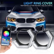 YOUNGSTAR Pair 2.5/3 Inch 5D Bluetooth APP Control Headlight Decoration Cover Angel Eyes Mask for BM