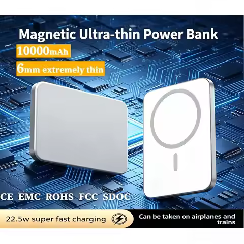 2026 latest 6mm mini ultra-thin 10000mAh wireless magnetic power bank Type-C 20W ultra-fast power ba