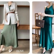 T㊚DG SATIN TANKTOP LONG DRESS MAXI MAXY BAJU POLOS WANITA MIDI PESTA V♪GZ