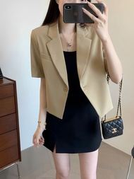 Áo Blazer Ngắn Tay Nữ Dáng Ngắn Màu Đen Nâu 2 Lớp Áo Vest Nữ Cộc Tay HinoS Shop A035