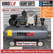 EUROX 3HP 8Bar/12Bar 240V 100Litre Tank Low/High Pressure Air Compressor EAX7120/EAX7121 - 6 Months 