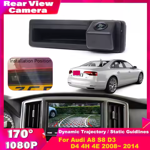 HD 170° FishEye Lens AHD 1080P Car Trunk Handle Rear View Camera For Audi A8 S8 D3 D4 4H 4E 2008 200