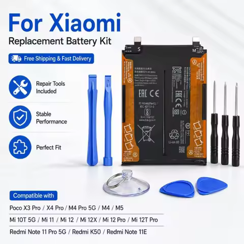 Replacement Battery for Xiaomi 10T 11T Pro 12T Pro Poco M4 Pro Mi 11 Mix 4 Redmi 10 K50