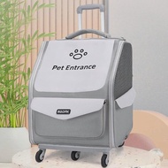 Pet Trolley Case Outdoor Portable Cat Bag Breathable Large Capacity Stroller Foldable Dog Backpack C