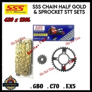 [420 SSS GOLD]  GBO EX5 C70 420 Sprocket Set & Chain 3 In 1 Hot Deal Heavy Duty Sprocket & SSS Gold 