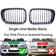 Single Slat Gloss Matte Black Chrome M Color Grille Grill For BMW 3 Series E46 4 Door Sedan Saloon T