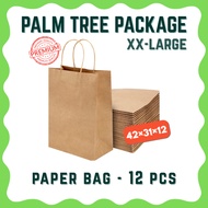 [PAPER BAG] Brown Paper Bag with Handle – 12 Pcs (42x31x12) | Eco-Friendly Kraft Shopping /Gift Bag