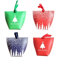 DIY Christmas Gift Bags with Rope Handle Christmas Tree Pattern Candy Apple Paper Box Container for