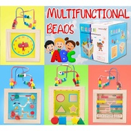 Multifunction Bead Educational Wooden Toys Word Shape Organizer Animals Counting Number Calculation 
