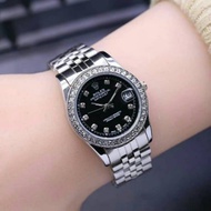 Rolex date just diamond stone quartz analog stylish stainless steel jam tangan perempuan battery wat