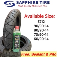 SAPPHIRE TIRE Size 14" (Honda Beat, Honda Click, Mio, Skydrive, etc. w/ size 14 mags) with Sealant &