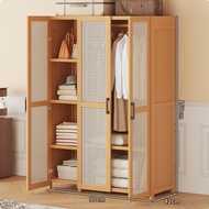 Large Capacity Rattan Door Wardrobe Modern Minimalist Design Japanese Aesthetic Clothes Organizer St