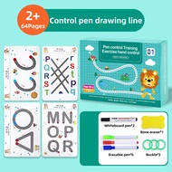 Magical Tracing Workbook Set Reusable Calligraphy Copybook Practice Drawing Book for Kids Pen Contro