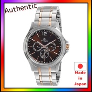 TITAN [ TITAN WATCH ] Quartz wristwatch men's multifunction waterproof sunray finish stainless steel India long-established Colors : silver / brown / gold