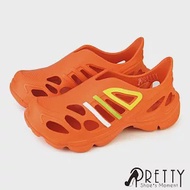 【Pretty】男 女大尺碼 洞洞鞋 雨鞋 防水鞋 輕量 厚底 EU39 橙色