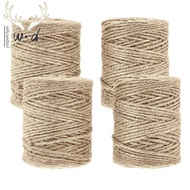 【wiiyaadss1.sg】4 Pack Natural Jute Twine, 328 Feet Twine String for DIY Art Crafts, Gardening, Gift Wrapping, Packing Materials Brown