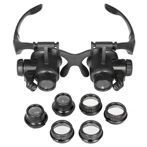 Loupe Magnifier Glasses With 2 LED Light Lens Magnifying Head-Mounted for Reading Jewelers Making Wa