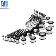 [Gazechimp] 36 Pieces Stainless Steel Punk Ear Stretching Kit Plugs and Tapers Set 14G - 00G