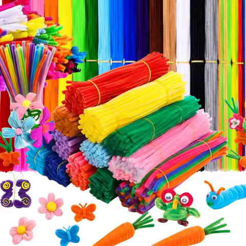 137/162pcs Random Color Chenille Stems Pipe Cleaners Reusable Fuzzy Twist Sticks for Kid Art DIY Han