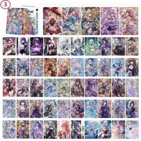 2025 Anime Genshin Impact 50 Pieces Genshin Impact Laser Small Cards Gaming Eula Xingqiu Yoimiya Nil