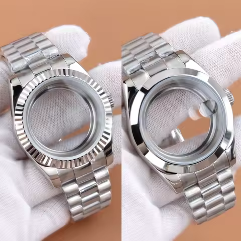 36/39mm NH35 Case Silver Stainless Steel Watch Mods Parts Presidential Bracelet Fit Seiko DATEJUST N