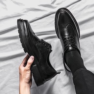 รองเท้าหนังผู้ชายแบบโบรคเกอร์สไตล์อังกฤษชุดเพิ่มความสูงสีดำรองเท้าเจ้าบ่าวงานแต่งงานของเจ้าบ่าว  Bro