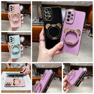 Plating Soft Silicone Phone Case Vivo X80 X70 X60 X50 X30 Pro Plus X Note Candy Color Luxury 3D Bear Stand Holder Cover Vivo X80Pro X70 Pro Plus X70T Xnote