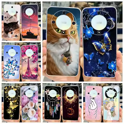 For Honor X9b 5G Case ALI-NX1 Cute Cat Butterfly Painted Cover Soft Silicone Phone Cases For Honor X