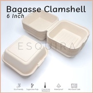 Sugarcane Bagasse Burger Box 6 Inch Korean Cake Box 450 ML Lunch/