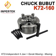 Chuck Bubut 6" 4 Jaw K72-160 Claw 6 Inchi Cekam Kaki 4 Independent
