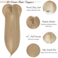 Hair Toppers with Bangs Women Clip-in Bangs with Topper 360° 3D Cover 18 in Long Synthetic Hairpiece