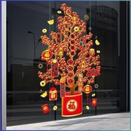 Glass Door Stickers Fortune Tree Auspicious Element Sticker Paper New Year's Flavor Joyful Visual