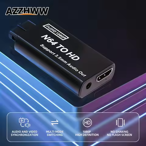 N64 to HDMI-compatible Converter Nintendo 64 To HDMI-compatible Game Adapter Plug and Play for Ninte