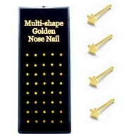 Golden Stainless Steel Nose Nail Piercing Stud Ring Subang Anting Tindik Hidung Keluli Emas 不锈钢金色鼻环穿