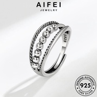 AIFEI JEWELRY Sterling Adjustable Accessories Silver Beaded Original Ring 925 For Perak Cincin Korean 純銀戒指 Perempuan Women R912
