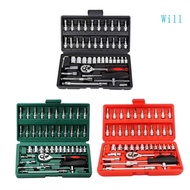 Will Upgraded Socket Wrench Set Professional 46Pcs Metri-c Socket Ratchet Wrench Set