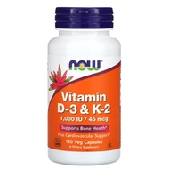 NOW Foods, Vitamin D-3 &amp; K-2, 120 Veg Capsules