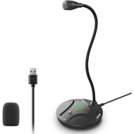 Plug & Play USB Computer Microphone, Flexible Gooseneck & Mute Button LED – Desktop Microphone for G