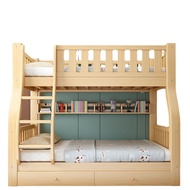 {SG Sales} Double Decker Bed Frame Double Bed Loft Bed Bunk Bed Bunk Bed Solid Wood Height-Adjustable Bed Adult Multi-Functional Small Apartment Children's Bunk Bed