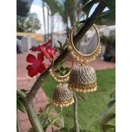 Loop earring with Jumka / Jumki Grey