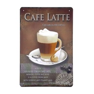 ป้ายสังกะสีวินเทจ Cafe Latte, ขนาด 20x30 ซม