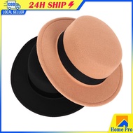 55~58CM Vintage Wide Brim Felt Wool Bowler Hats Floppy Cloche Fedora Hat With Black Ribbon Belt